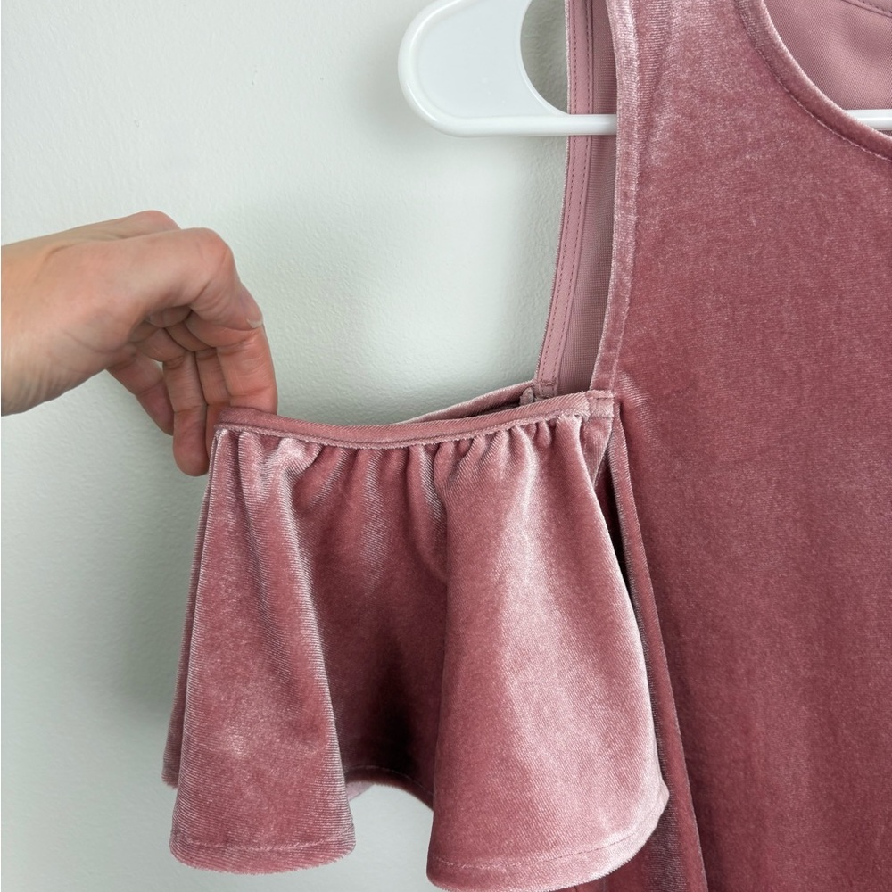 Rebecca Minkoff Dusty Rose Velvet Cold-Shoulder Top - small flaws - size Small - Picture 10 of 12